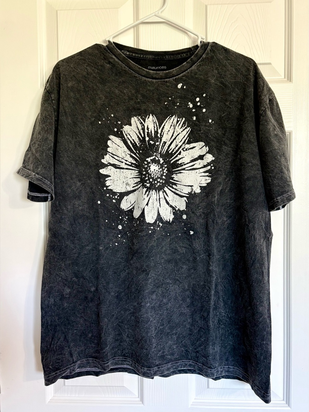 Maurices Charcoal Mineral Wash Tee with White Spot Graphic